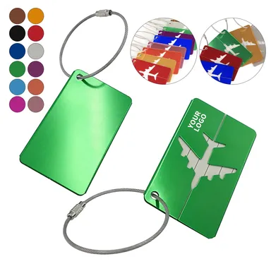 Aluminum Luggage Tag with Airplane Cutout