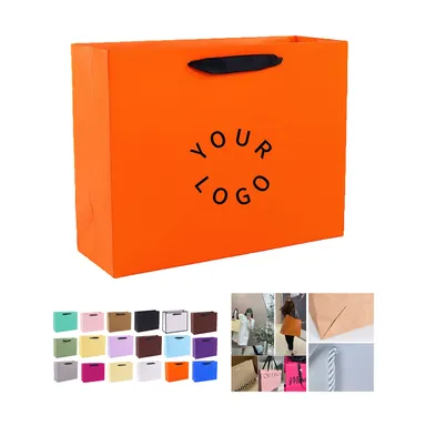 Paper Gift Bag with Flat Ribbon Handles