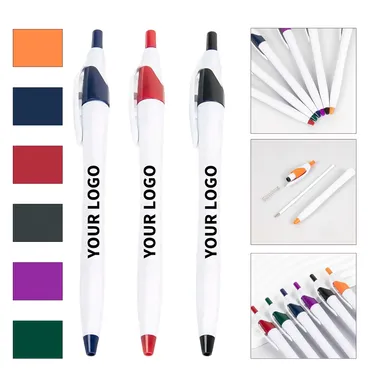 Plastic Retractable Ballpoint Pen with Colored Trim