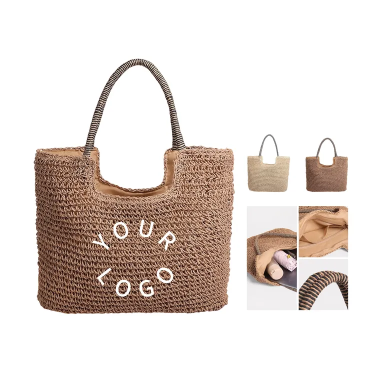 Woven Straw Tote with Wrapped Handles · IMPBAG172 · image 1