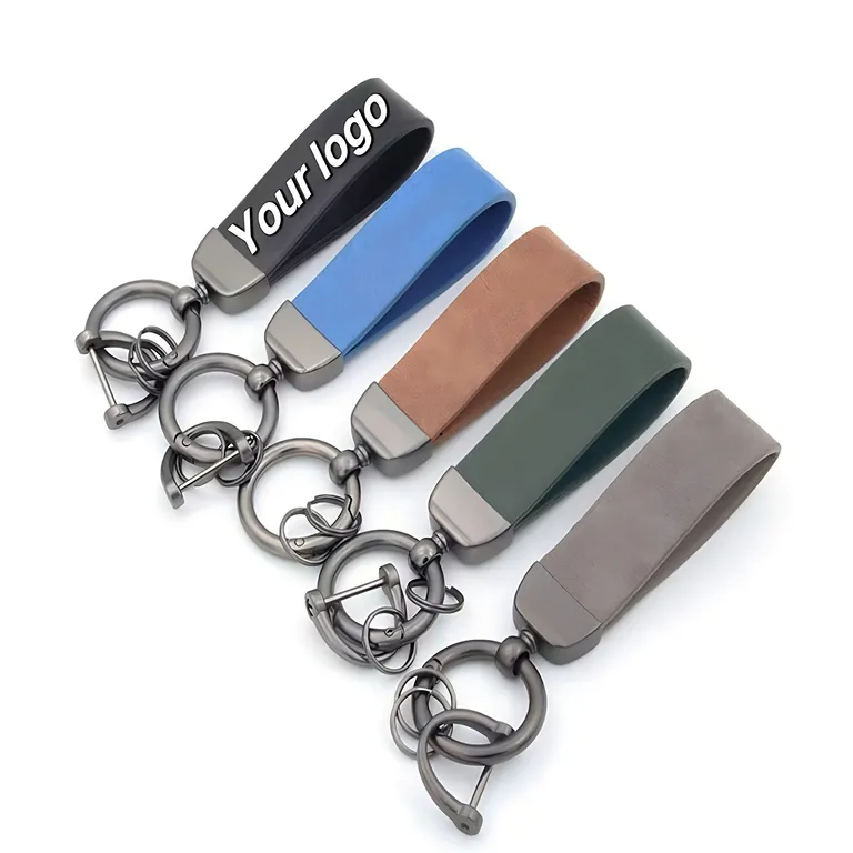 Leather-Style Loop Keychain with Metal Rings · IMPACC025 · image 1