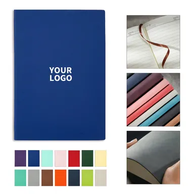 A5 Faux Leather Lined Notebook with Ribbon Marker