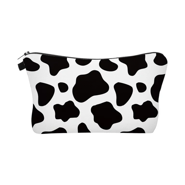 Cow-Print Polyester Zip Pouch with Side Tab · IMPBAG184 · image 1