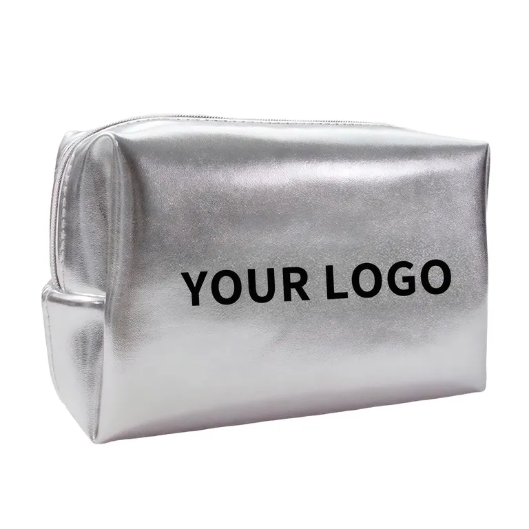 Silver Faux Leather Cosmetic Bag · IMPBAG005 · image 1