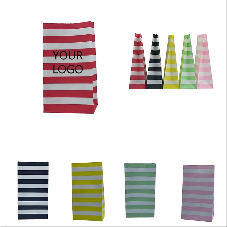 Striped Kraft Paper Gusset Gift Bag · IMPBAG148 · image 1