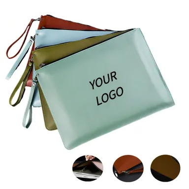 Faux Leather Zippered Document Portfolio with Wristlet