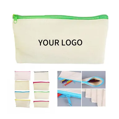 Canvas Zipper Pouch with Colored Zipper