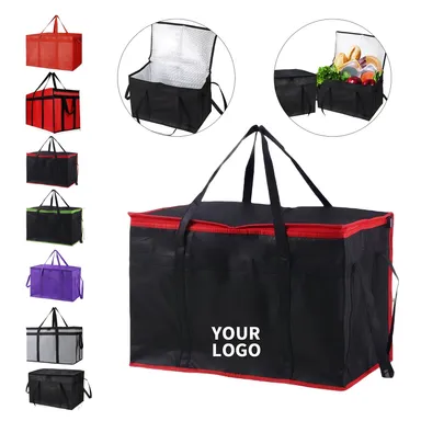 Large Insulated Grocery Tote with Zipper Closure