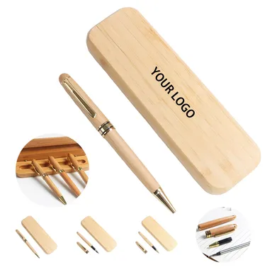 Wooden Ballpoint Pen Set with Case