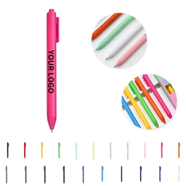 Solid-Color Click Ballpoint Pen with Matching Clip