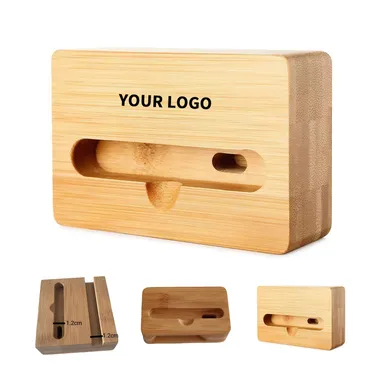 Bamboo Phone Stand with Passive Sound Chamber