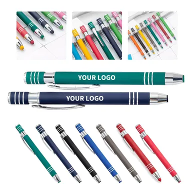Click-Action Ballpoint Pen with Stylus Tip