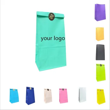 Fold-Top Colored Kraft Paper Gift Bag