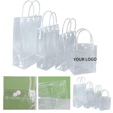 Clear PVC Gift Tote with Snap and Tubular Handles