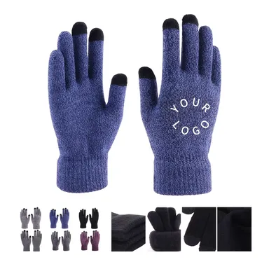 Acrylic Knit Touchscreen Gloves with Brushed Lining