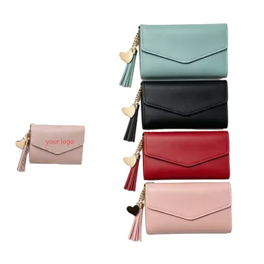 Synthetic Leather Wallet with Tassel Accent