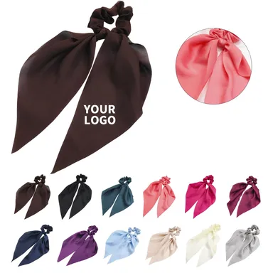 Polyester Bow Scrunchie with Logo Decoration