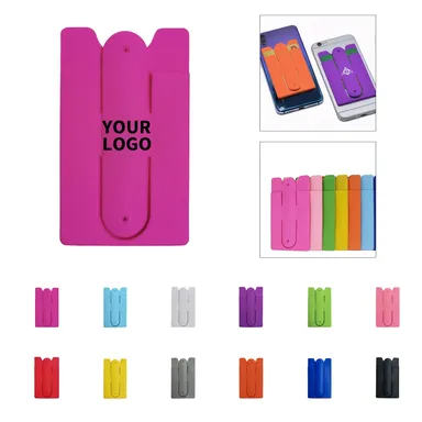 Silicone Phone Card Wallet with Fold-Out Stand