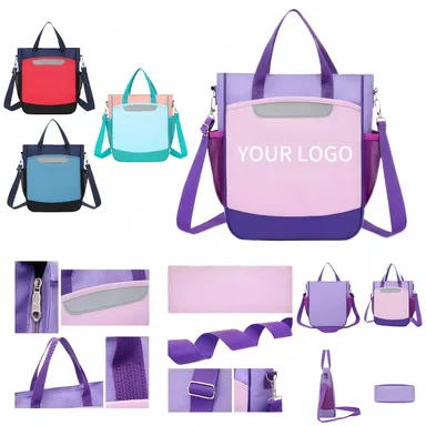 Oxford Book Tote with Detachable Shoulder Strap