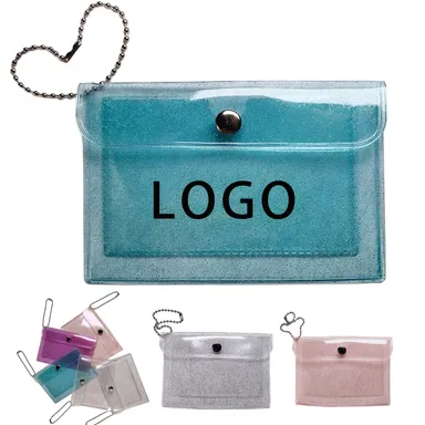 Glitter PVC Card Pouch with Detachable Chain