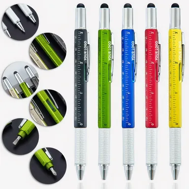 Six-Function Tool Pen with Stylus and Bubble Level