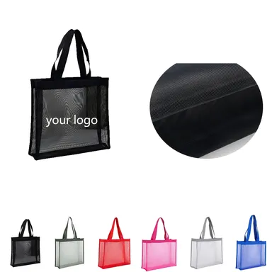Mesh Tote Bag with Bound Edges and Twin Handles