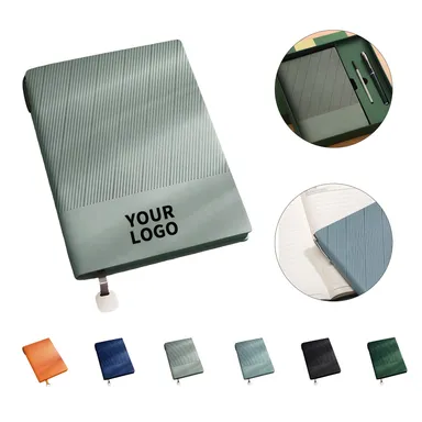 Textured Soft-Cover Lined Notebook with Ribbon Marker