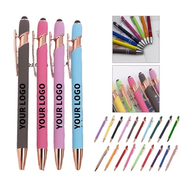 Rubberized Click Stylus Ballpoint with Laser Imprint