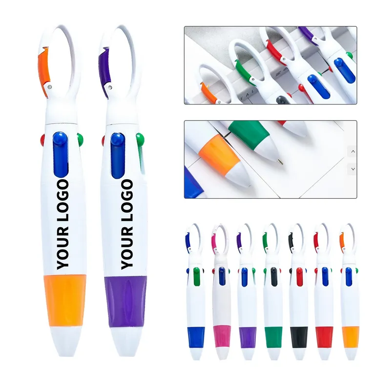 Four-Color Ballpoint Pen with Carabiner Clip · IMPOFF004 · image 1