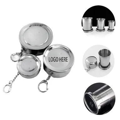 Telescoping Stainless Steel Cup with Keychain Case