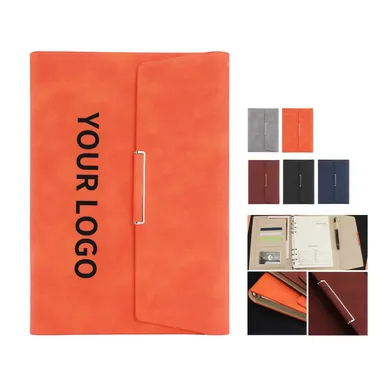 PU Six-Ring Notebook with Magnetic Flap Closure