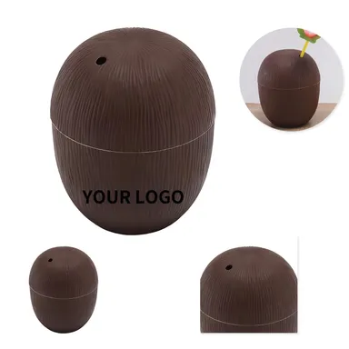 Coconut-Shaped Party Cup with Straw-Hole Lid
