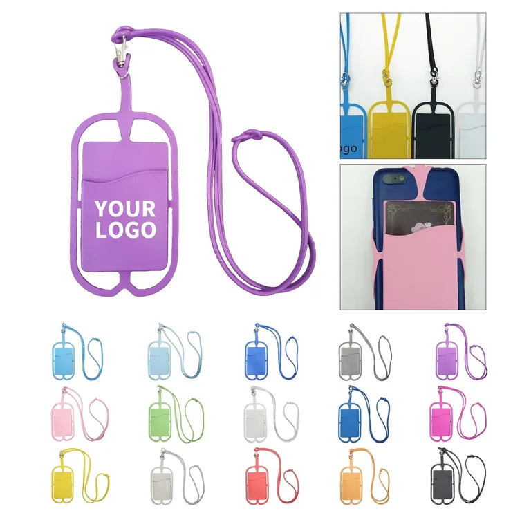 Silicone Phone Wallet Holder with Lanyard · IMPPHO039 · image 1