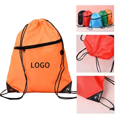 Drawstring Backpack with Front Zip Pocket