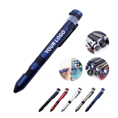 Six-in-One Tool Pen with Compass and Stylus