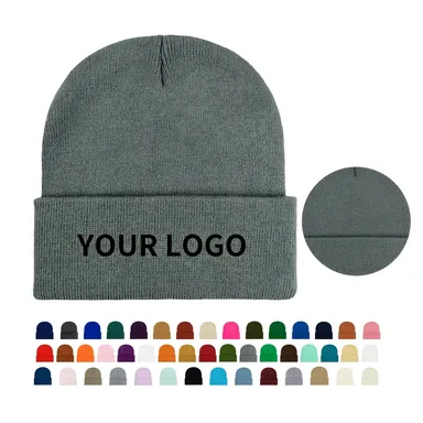 Acrylic Cuffed Knit Beanie Hat