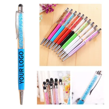 Aluminum Crystal-Accent Stylus Twist Pen