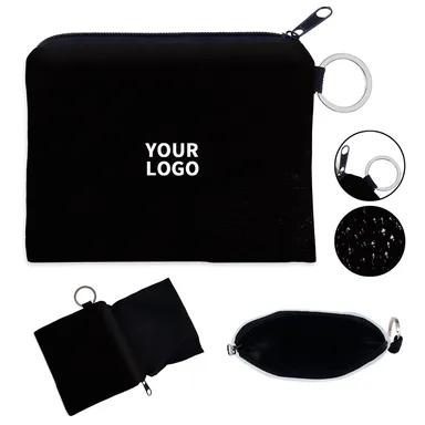 Flat Zipper Coin Wallet with Side Key Ring