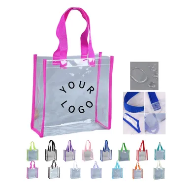 Open Clear Vinyl Tote with Colored Webbing Handles