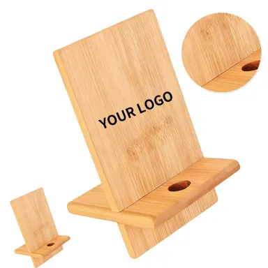 Bamboo Desktop Phone Stand with Cable Opening