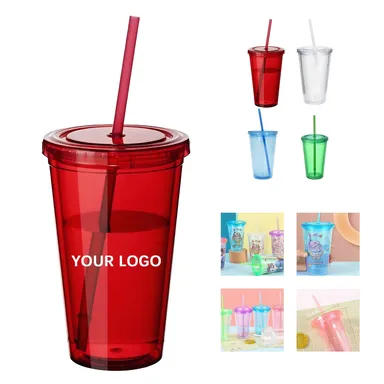 16 oz. Double-Wall Tumbler with Straw