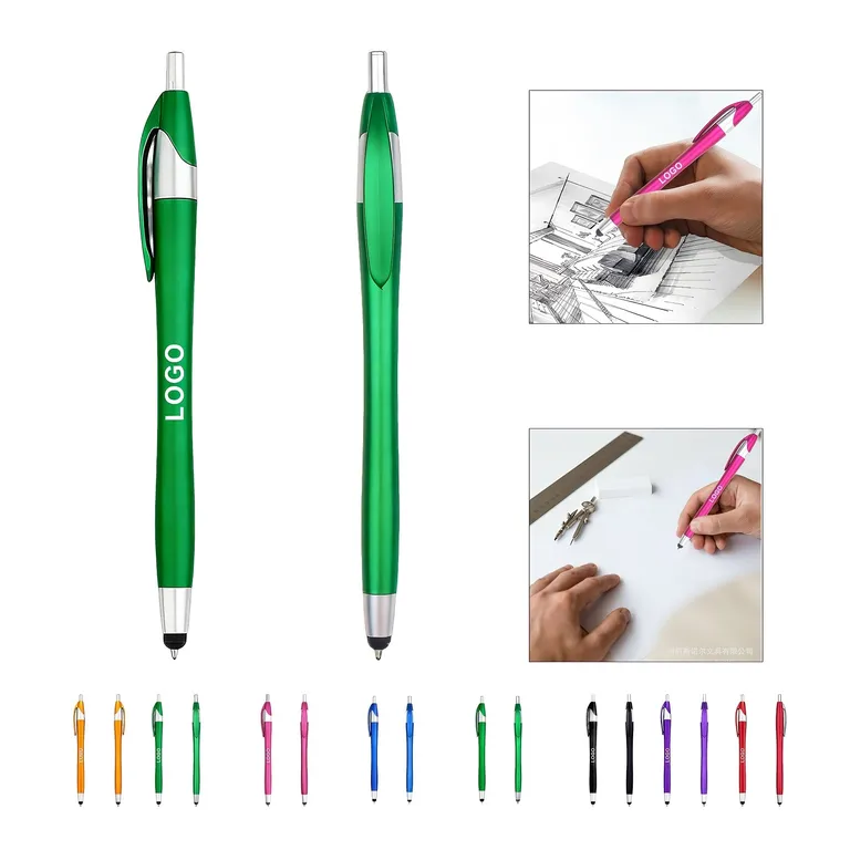 Plastic Click Ballpoint Pen with Touch Stylus · IMPOFF139 · image 1