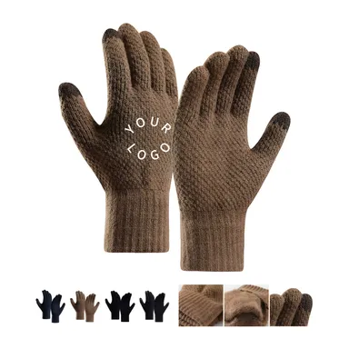 Acrylic Knit Touchscreen Gloves with Fleece Lining