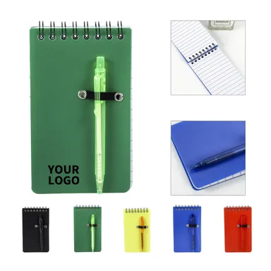 Pocket Spiral Notebook with Pen and PP Cover