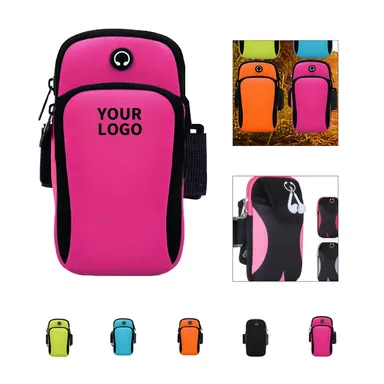 Adjustable Phone Armband with Zippered Pockets