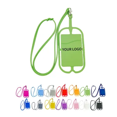 Silicone Phone Card Holder with Detachable Lanyard