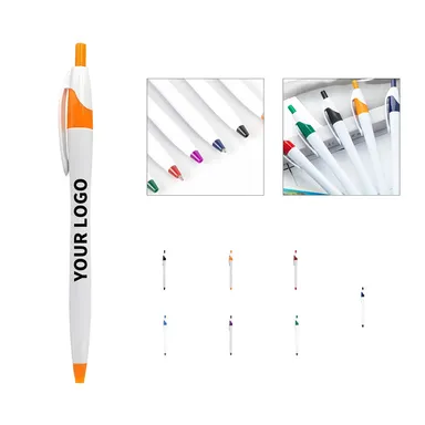 Push-Action Plastic Ballpoint Pen with Color Accents