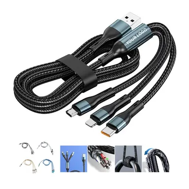 Three-in-One Nylon-Braided Charging Cable