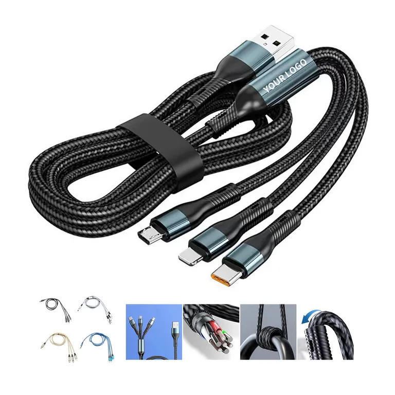 Three-in-One Nylon-Braided Charging Cable · IMPPHO022 · image 1