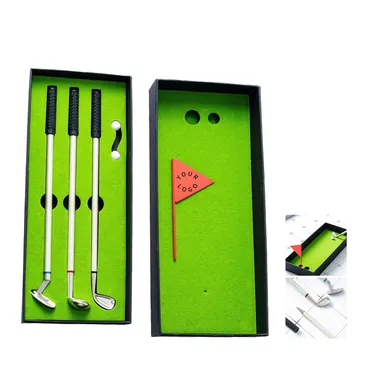 Golf-Club Pen Set with Mini Putting-Green Box